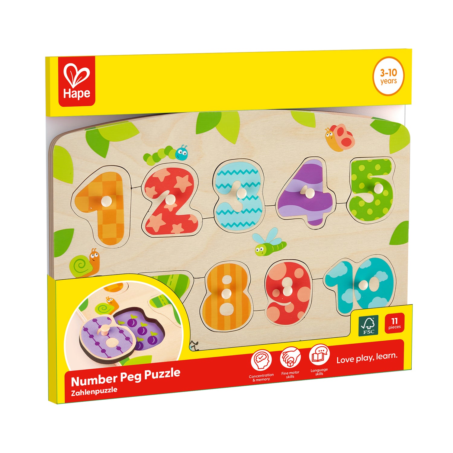 Hape 數字啟蒙小抓手拼圖 | 發展技能丨精細動作丨3-10 歲