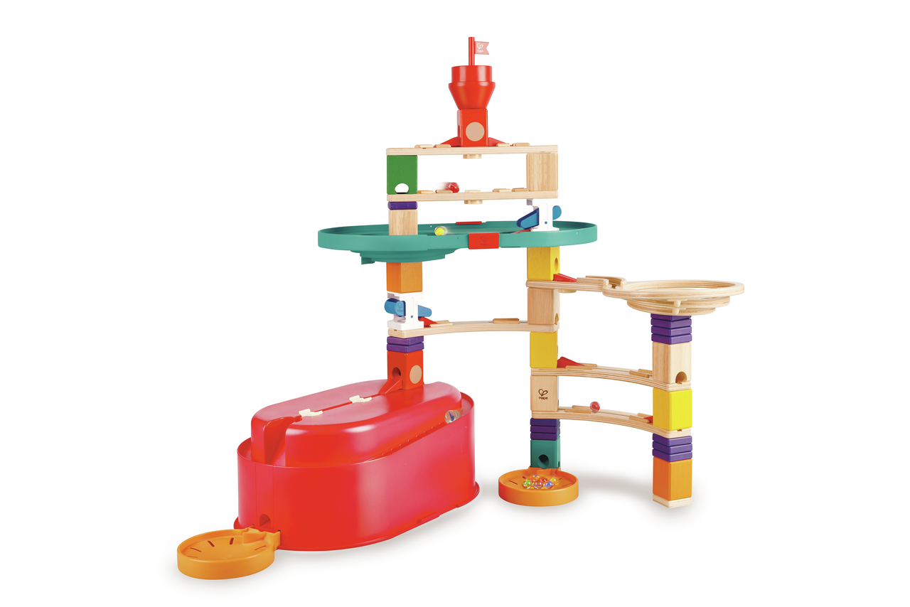 Hape Quadrilla 螺旋軌道遊戲收納組 Stack Track Bucket - 幫助小朋友發展創造力同空間思維能力 ( 從4歲起 )