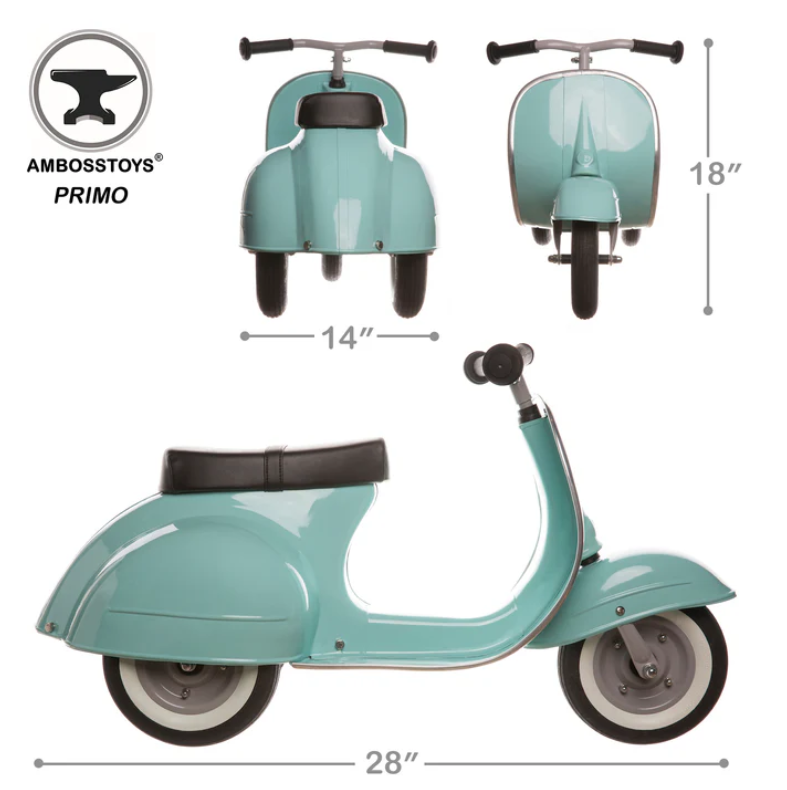 Ambosstoys PRIMO 經典 兒童平衡車 (薄荷綠 (MINT) | 送給孩子、孫子或愛人的完美禮物 | 每位經典汽車愛好者的收藏品
